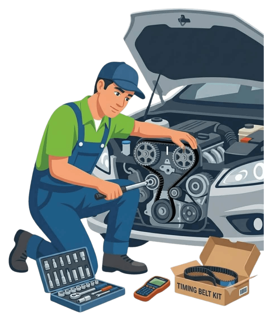 Mechanic working on a car
