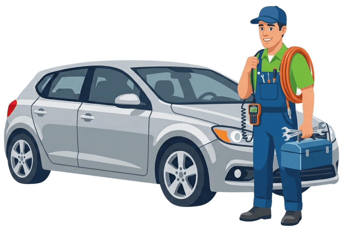 Mechanic working on a car
