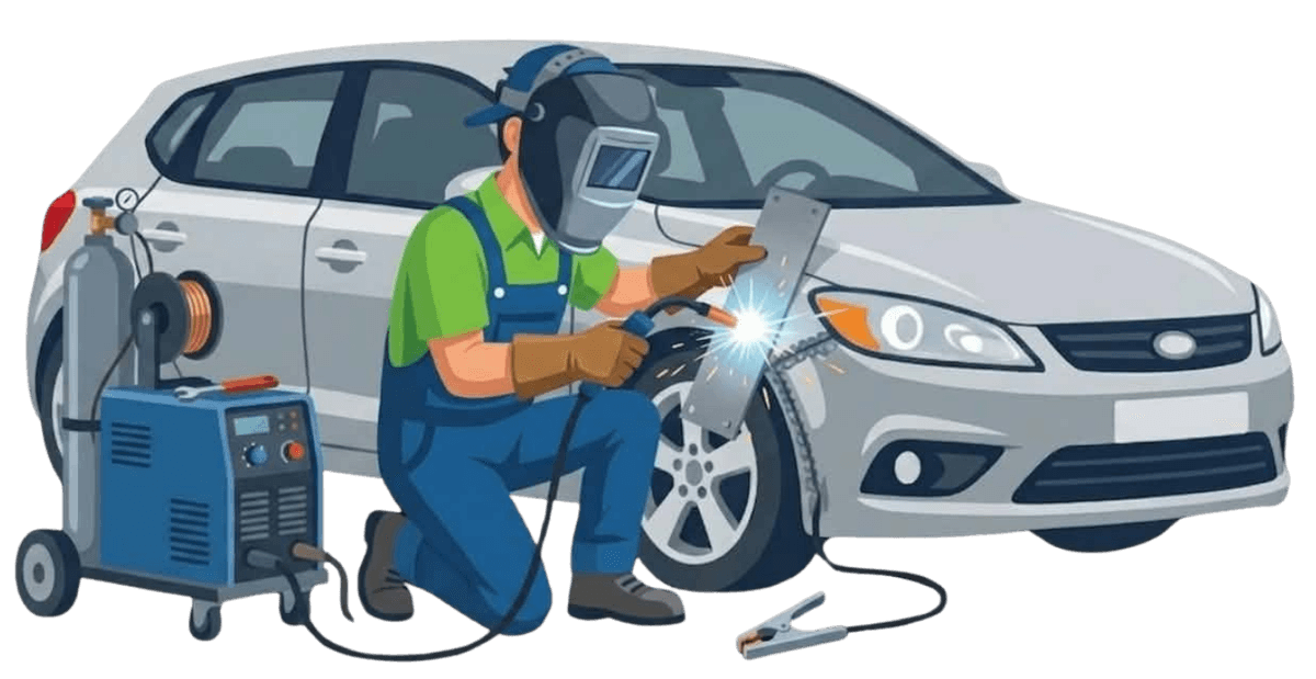 Mechanic working on a car