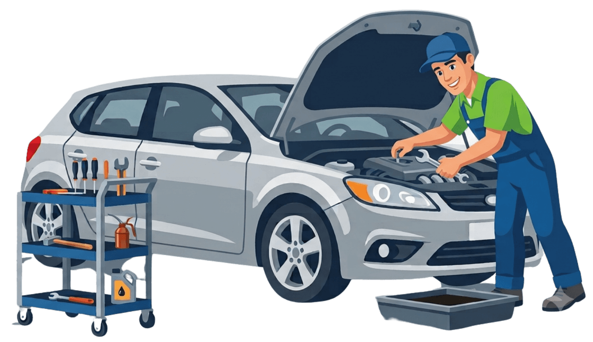 Mechanic working on a car